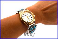 Vintage Native American Kingman Turquoise Flexible Watch Handmade Jewelry
