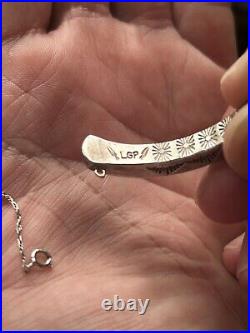 Vintage Native American LAN-ZUNI Sterling Silver Stamped Cuff Bracelet