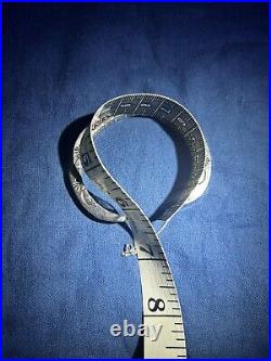 Vintage Native American LAN-ZUNI Sterling Silver Stamped Cuff Bracelet