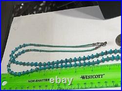 Vintage Native American LONG 38 925 Turquoise Bead & Heishi Bead Necklace A-6