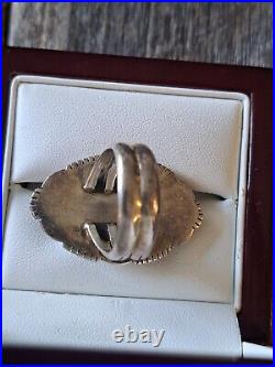 Vintage Native American Lander Turquoise Sterling Silver Ring Size 8 17.2 grams