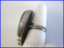 Vintage Native American Large Turquoise Silver Ring Size 8 3/4