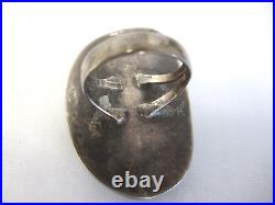 Vintage Native American Large Turquoise Silver Ring Size 8 3/4