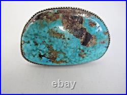 Vintage Native American Large Turquoise Silver Ring Size 8 3/4