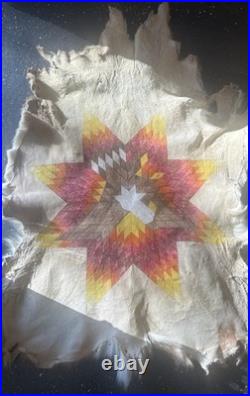 Vintage Native American Made Indian Deer Hyde With Design Beautiful