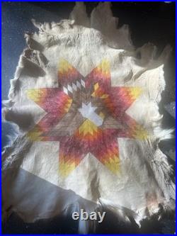 Vintage Native American Made Indian Deer Hyde With Design Beautiful