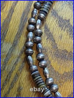 Vintage Native American Made Necklace Sterling Coral Malachite And Heishi Signed