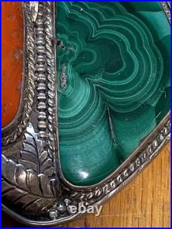 Vintage Native American Made Necklace Sterling Coral Malachite And Heishi Signed