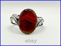 Vintage -Native American Montana Agate Sterling Silver Bracelet #615