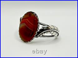 Vintage -Native American Montana Agate Sterling Silver Bracelet #615