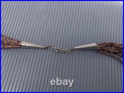 Vintage Native American Multi Strand Sterling Turquoise Horn Beaded Necklace 27