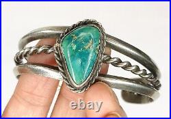 Vintage Native American NAVAJO CERRILLOS Turquoise Sterling Silver Cuff Bracelet