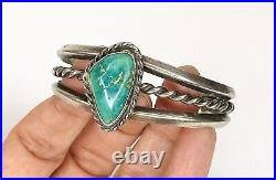 Vintage Native American NAVAJO CERRILLOS Turquoise Sterling Silver Cuff Bracelet