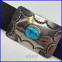 Vintage Native American NAVAJO SIGNED B Nickle Silver Turquoise Concho Belt