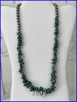 Vintage Native American Natural Turquoise Nugget Bead Necklace 24