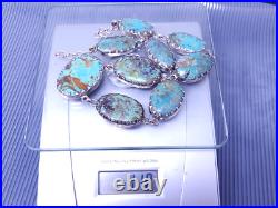 Vintage Native American Natural Turquoise Sterling Silver Statement Necklace 19