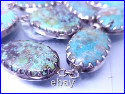 Vintage Native American Natural Turquoise Sterling Silver Statement Necklace 19