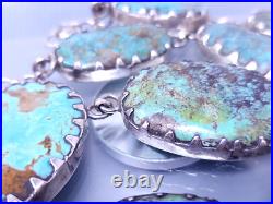 Vintage Native American Natural Turquoise Sterling Silver Statement Necklace 19