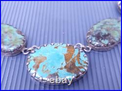 Vintage Native American Natural Turquoise Sterling Silver Statement Necklace 19