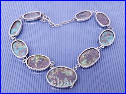 Vintage Native American Natural Turquoise Sterling Silver Statement Necklace 19