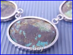 Vintage Native American Natural Turquoise Sterling Silver Statement Necklace 19