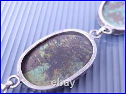 Vintage Native American Natural Turquoise Sterling Silver Statement Necklace 19