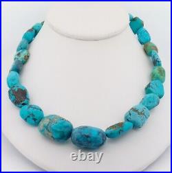 Vintage Native American Natural Turquoise Sterling Toggle Necklace -108gr -23.5