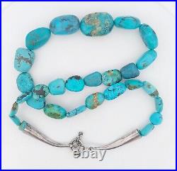 Vintage Native American Natural Turquoise Sterling Toggle Necklace -108gr -23.5