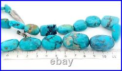 Vintage Native American Natural Turquoise Sterling Toggle Necklace -108gr -23.5