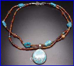 Vintage Native American Navajo 16-18 Sterling Silver & Turquoise Necklace