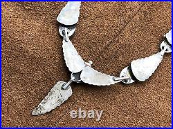 Vintage Native American Navajo 5 Panel Sterling Mop Feather Necklace Pendant 19