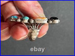 Vintage Native American Navajo 6 Stone Turquoise Silver Ring size 5.5