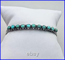 Vintage Native American Navajo 925 Sterling Silver Turquoise Cuff Bracelet