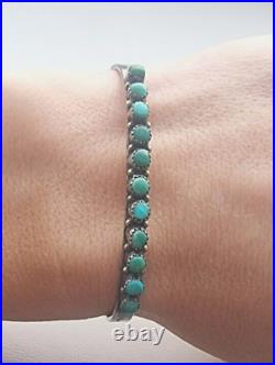 Vintage Native American Navajo 925 Sterling Silver Turquoise Cuff Bracelet