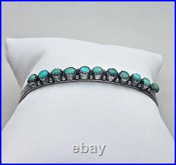 Vintage Native American Navajo 925 Sterling Silver Turquoise Cuff Bracelet