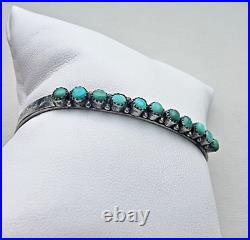 Vintage Native American Navajo 925 Sterling Silver Turquoise Cuff Bracelet