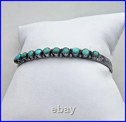 Vintage Native American Navajo 925 Sterling Silver Turquoise Cuff Bracelet