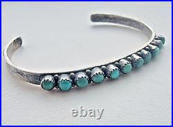 Vintage Native American Navajo 925 Sterling Silver Turquoise Cuff Bracelet