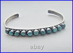 Vintage Native American Navajo 925 Sterling Silver Turquoise Cuff Bracelet