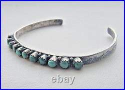 Vintage Native American Navajo 925 Sterling Silver Turquoise Cuff Bracelet