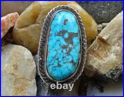 Vintage Native American Navajo 925 Sterling Silver Turquoise Pinky Ring Size 5