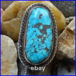 Vintage Native American Navajo 925 Sterling Silver Turquoise Pinky Ring Size 5