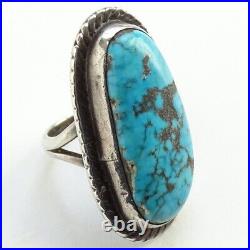 Vintage Native American Navajo 925 Sterling Silver Turquoise Pinky Ring Size 5