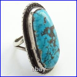 Vintage Native American Navajo 925 Sterling Silver Turquoise Pinky Ring Size 5