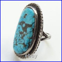 Vintage Native American Navajo 925 Sterling Silver Turquoise Pinky Ring Size 5