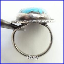 Vintage Native American Navajo 925 Sterling Silver Turquoise Pinky Ring Size 5