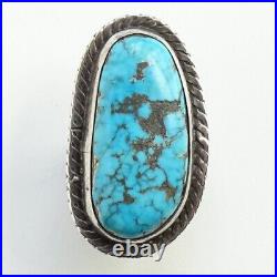 Vintage Native American Navajo 925 Sterling Silver Turquoise Pinky Ring Size 5