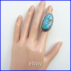 Vintage Native American Navajo 925 Sterling Silver Turquoise Pinky Ring Size 5