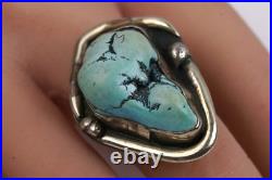 Vintage Native American Navajo 925 Sterling Silver Turquoise Ring Size 6