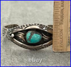 Vintage Native American Navajo AHASTEEN Turquoise & Inlaid Sterling Bracelet